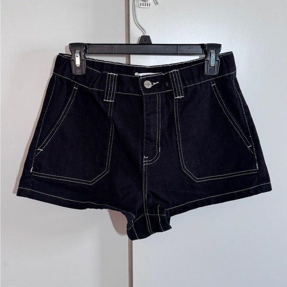 PacSun Black Contrast Stitch Denim Shorts (M) - Picture 1 of 3